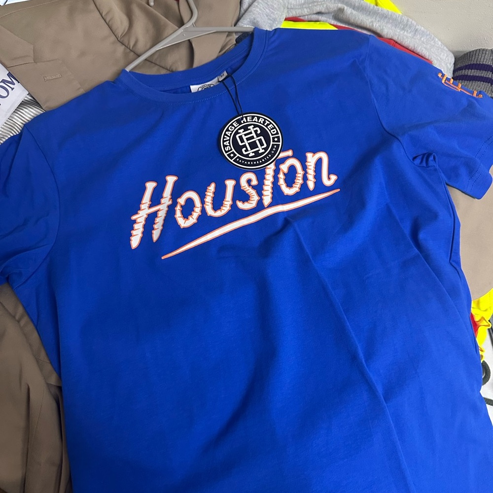 Blue Kids Shirt with Houston Print